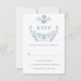 Viktorianische Verzierte Grace Floral Dusty Blue W RSVP Karte
