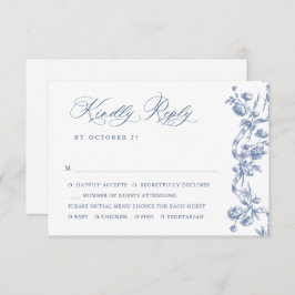 Viktorianische Verzierte Grace Floral Dusty Blue W RSVP Karte