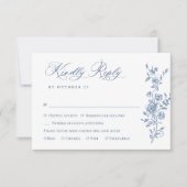 Viktorianische Verzierte Grace Floral Dusty Blue W RSVP Karte (Vorderseite)