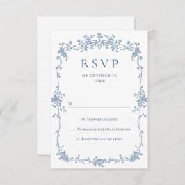 Viktorianische Verzierte Grace Floral Dusty Blue W RSVP Karte