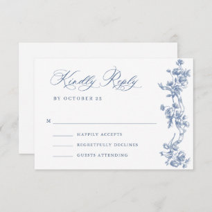 Viktorianische Verzierte Grace Floral Dusty Blue W RSVP Karte