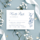 Viktorianische Verzierte Grace Floral Dusty Blue W RSVP Karte