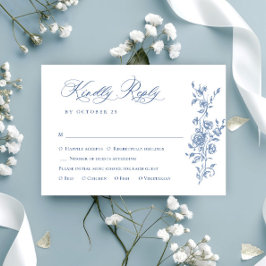 Viktorianische Verzierte Grace Floral Dusty Blue W RSVP Karte