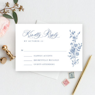 Viktorianische Verzierte Grace Floral Dusty Blue W RSVP Karte