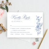 Viktorianische Verzierte Grace Floral Dusty Blue W RSVP Karte