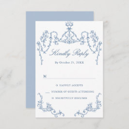 Viktorianische Verzierte Grace Floral Dusty Blue W RSVP Karte