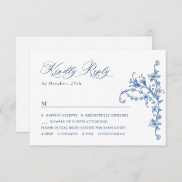 Viktorianische Verzierte Grace Floral Dusty Blue W RSVP Karte