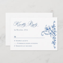 Viktorianische Verzierte Grace Floral Dusty Blue W RSVP Karte