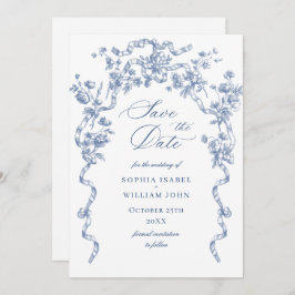 Viktorianische Verzierte Grace Floral Dusty Blue W Save The Date