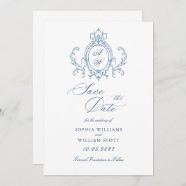 Viktorianische Verzierte Grace Floral Dusty Blue W Save The Date