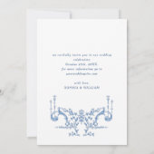 Viktorianische Verzierte Grace Floral Dusty Blue W Save The Date (Rückseite)