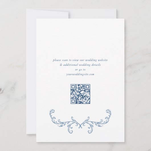 Viktorianische Verzierte Grace Floral Dusty Blue W Save The Date (Rückseite)