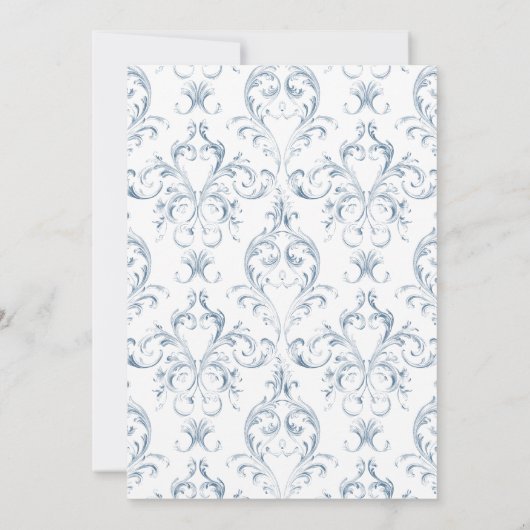 Viktorianische Verzierte Grace Floral Dusty Blue W Save The Date (Rückseite)