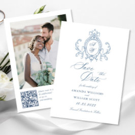 Viktorianische Verzierte Grace Floral Dusty Blue W Save The Date