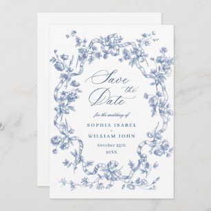Viktorianische Verzierte Grace Floral Dusty Blue W Save The Date