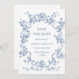 Viktorianische Verzierte Grace Floral Dusty Blue W Save The Date