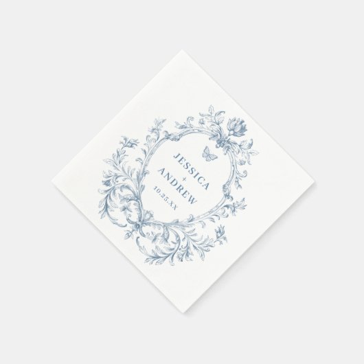Viktorianische Verzierte Grace Floral Dusty Blue W Serviette (Ecke)