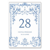 Viktorianische Verzierte Grace Floral Dusty Blue W Tischnummer (Rückseite)