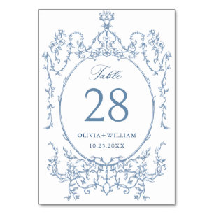 Viktorianische Verzierte Grace Floral Dusty Blue W Tischnummer