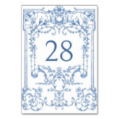 Viktorianische Verzierte Grace Floral Dusty Blue W Tischnummer (Vorderseite)
