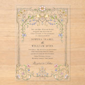 Viktorianische Verzierte Grace Floral Frame Weddin Acryleinladungen (Vorderseite)