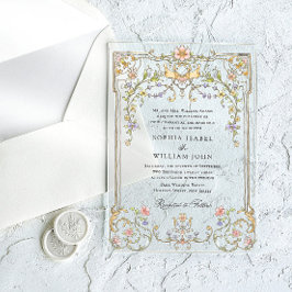 Viktorianische Verzierte Grace Floral Frame Weddin Acryleinladungen