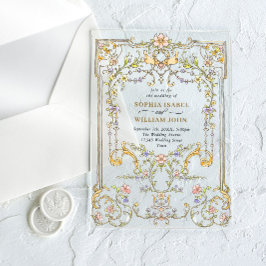 Viktorianische Verzierte Grace Floral Frame Weddin Acryleinladungen