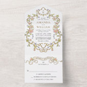 Viktorianische Verzierte Grace Floral Frame Weddin All In One Einladung (Innen Boden)