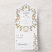 Viktorianische Verzierte Grace Floral Frame Weddin All In One Einladung (Innen Boden)