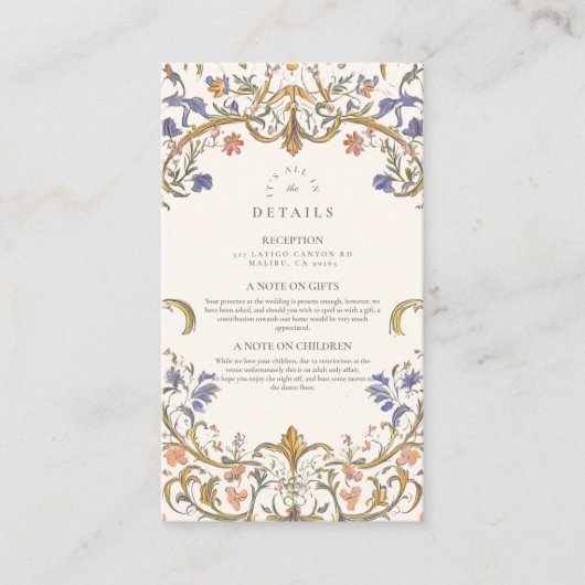 Viktorianische Verzierte Grace Floral Frame Weddin Begleitkarte (Vorderseite)