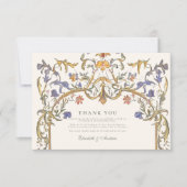 Viktorianische Verzierte Grace Floral Frame Weddin Dankeskarte (Vorderseite)