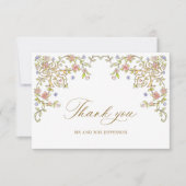 Viktorianische Verzierte Grace Floral Frame Weddin Dankeskarte (Vorderseite)