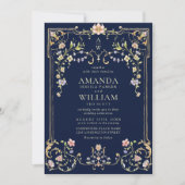 Viktorianische Verzierte Grace Floral Frame Weddin Einladung (Vorderseite)