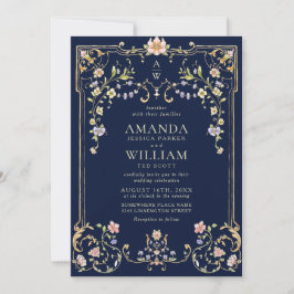 Viktorianische Verzierte Grace Floral Frame Weddin Einladung