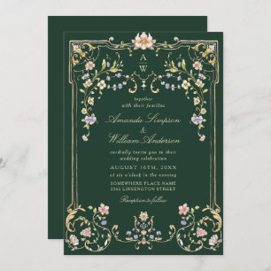 Viktorianische Verzierte Grace Floral Frame Weddin Einladung