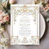Viktorianische Verzierte Grace Floral Frame Weddin Einladung
