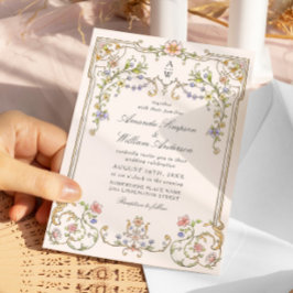 Viktorianische Verzierte Grace Floral Frame Weddin Einladung