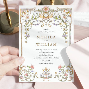 Viktorianische Verzierte Grace Floral Frame Weddin Einladung