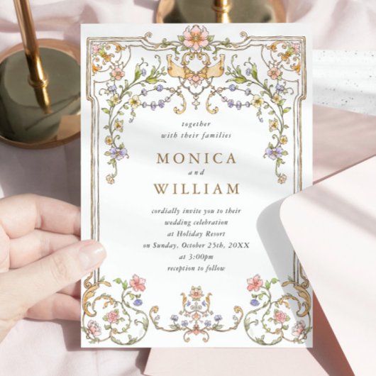 Viktorianische Verzierte Grace Floral Frame Weddin Einladung