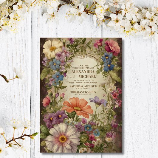 Viktorianische Verzierte Grace Floral Frame Weddin Einladung