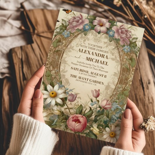 Viktorianische Verzierte Grace Floral Frame Weddin Einladung