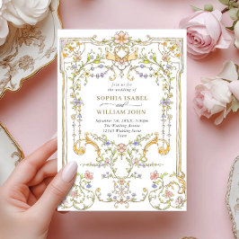 Viktorianische Verzierte Grace Floral Frame Weddin Einladung