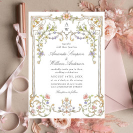 Viktorianische Verzierte Grace Floral Frame Weddin Einladung
