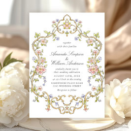Viktorianische Verzierte Grace Floral Frame Weddin Einladung