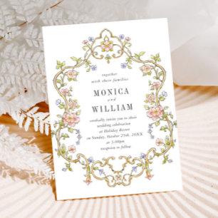 Viktorianische Verzierte Grace Floral Frame Weddin Einladung