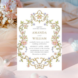 Viktorianische Verzierte Grace Floral Frame Weddin Einladung