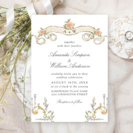 Viktorianische Verzierte Grace Floral Frame Weddin Einladung