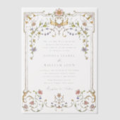 Viktorianische Verzierte Grace Floral Frame Weddin Pergament Einladungen (Vorderseite)