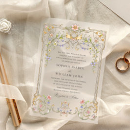 Viktorianische Verzierte Grace Floral Frame Weddin Pergament Einladungen