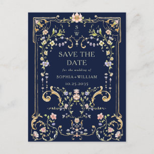 Viktorianische Verzierte Grace Floral Frame Weddin Postkarte